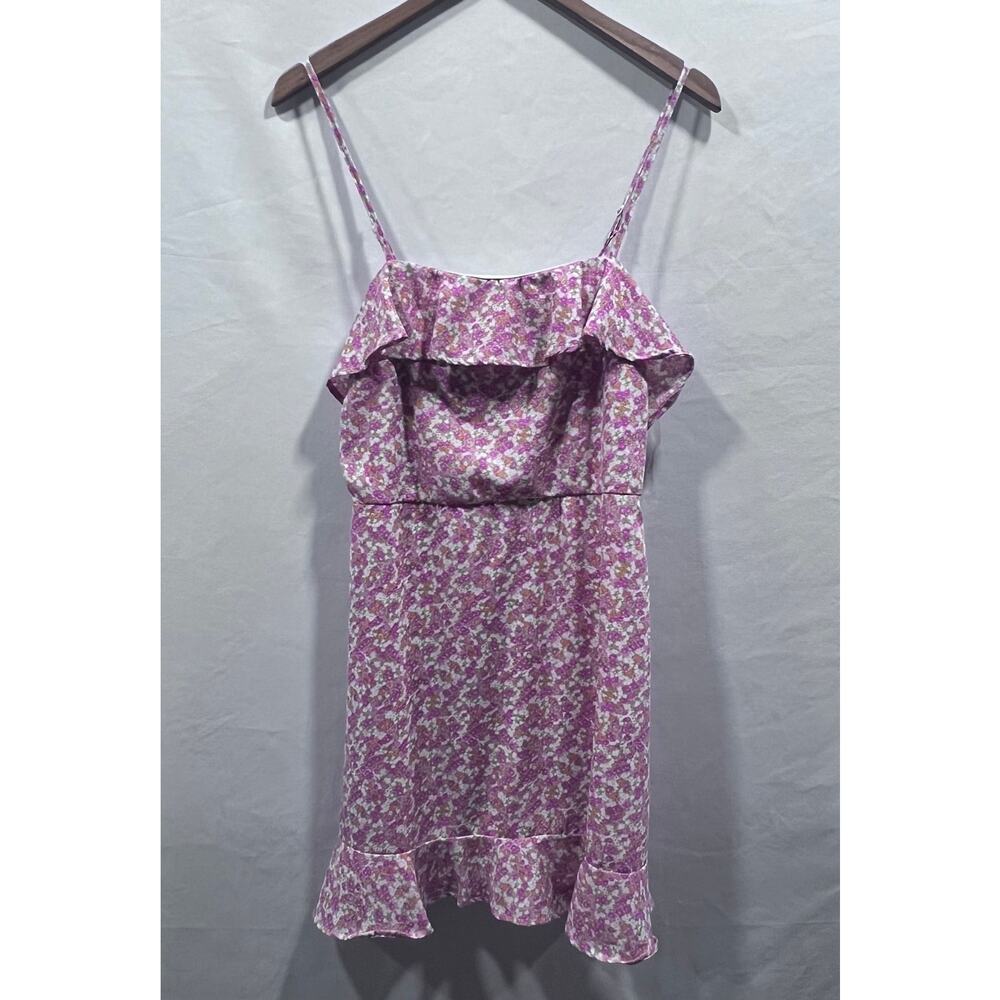 Altar'd State Pink Ruffle Floral Mini Dress Women's Size Large Romantic